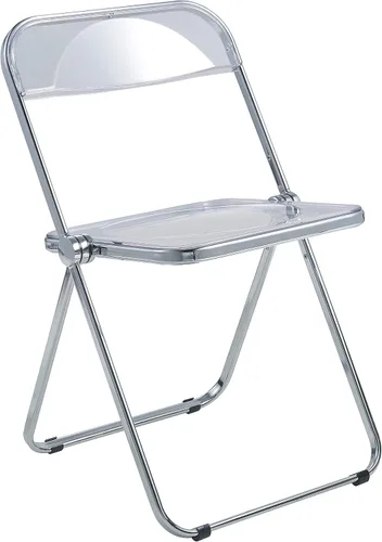 Vista 12 de LeisureMod Lawrence - Silla plegable de acrílico transparente moderna con marco de metal, asiento transparente que ahorra espacio para comedor