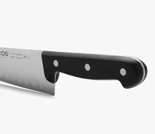 Vista 4 de Arcos Cuchillo de chef Granton de acero inoxidable de 8 pulgadas. Cuchillo de cocina para cortar y pelar alimentos pequeños. Mango ergonómico