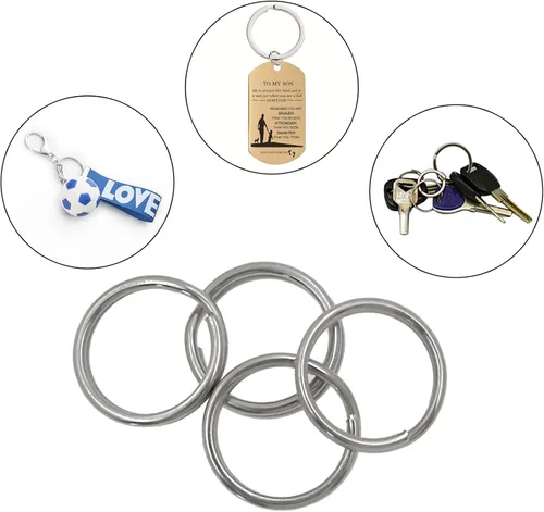 Vista 5 de BokWin 60 llaveros pequeños, anillos divididos de acero inoxidable, mini anillo de salto dividido con bucles dobles, llaveros redondos, anillos