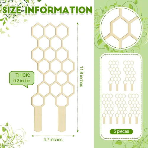 Vista 2 de Nuenen Paquete de 5 enrejados de plantas de interior para plantas trepadoras de 11.8 pulgadas, pequeño enrejado de madera de jardín para plantas