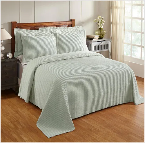 Vista 29 de Better Trends Colchas de Chenille Tamaño Individual, Azul 100% Algodón Chenille Diseño de Rayas Acolchado Cobertor Suave Liviano, 96"x110" con 1