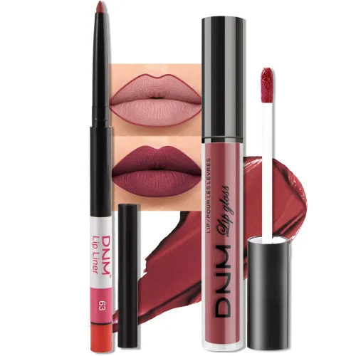 Vista 32 de evpct Juego de 2 lápices delineador de labios y lápiz labial líquido mate de 24 horas, color ciruela púrpura, maquillaje para mujer, lápiz labial