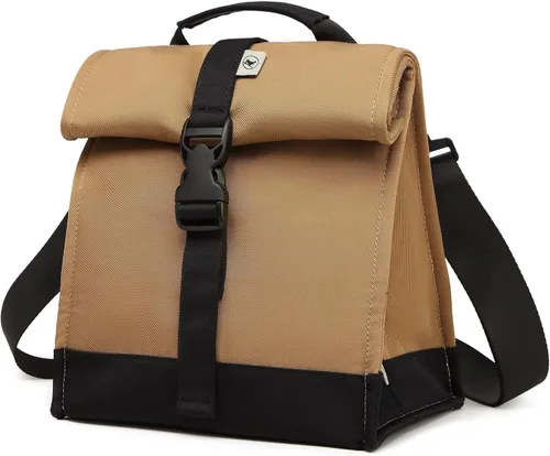 Vista 22 de Sunny Bird - Lonchera reutilizable para adultos, para hombres, mujeres, adolescentes, niños, lonchera grande aislada, bolsa de almuerzo para la Negro