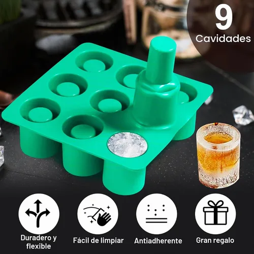 Vista 3 de Moldes de Silicona para Vasos de Chupito de 9 Cavidades Redondos, Juego de Horneado de Silicona para Chocolate, Dulces, Bandejas de Cubitos de Hielo