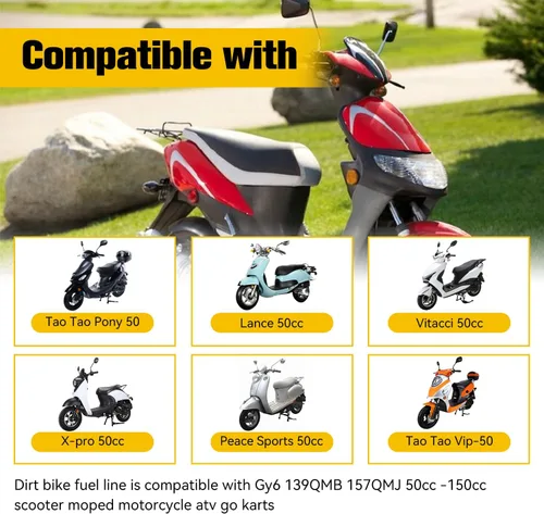 Vista 2 de HIAORS Línea de combustible para Dirt Bike con filtro compatible con GY6 50cc 90cc 110cc 150cc 139QMB 157QMJ Taotao SSR Apollo Trailmaster, escúter
