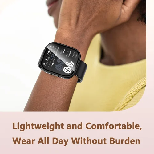 Vista 7 de Paquete de 2 fundas compatibles con Amazfit Bip 6, protector de pantalla de vidrio templado con cubierta de policarbonato duro, a prueba de golpes