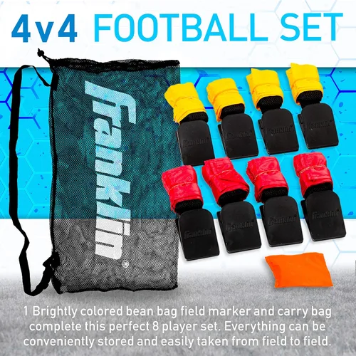 Vista 5 de Franklin Sports Flag Football Set - 8 Player Youth Flag Football Belts - Adjustable Belts + Field Marker Included - 4 v 4 Set
