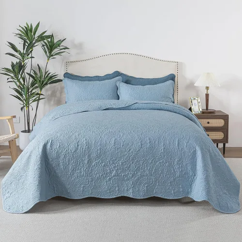Vista 12 de HoneiLife Juego de ropa de cama tamaño Queen, juego de edredón de microfibra para cama Queen, colchas ligeras de 3 piezas, edredones reversibles