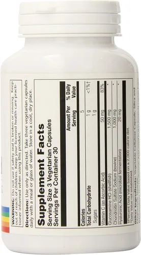 Vista 4 de SOLARAY Glucosamina Condroitina y Ácido Hialurónico, 1500mg/1000mg/20mg 90 Cápsulas