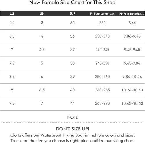 Vista 7 de Clorts Botas de senderismo para mujer, impermeables, ligeras, para senderismo, campamento, para exteriores, con agarre de alta tracción, 5.5