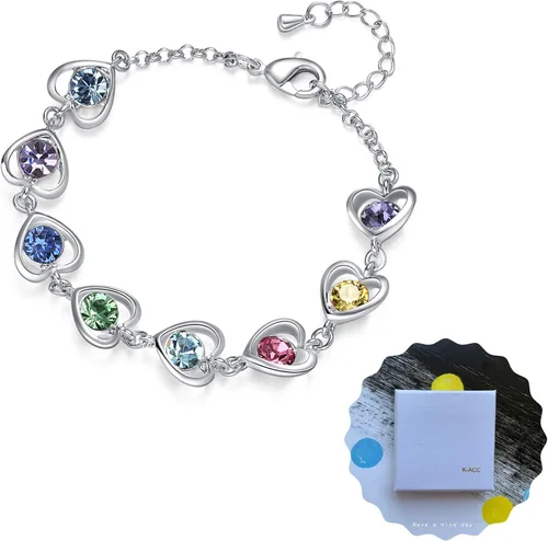 Vista 2 de Pulsera de eslabones de corazón empaquetada en caja de regalo - Regalos de San Valentín para niñas y niños. Regalos para el amor, la amistad, Metal