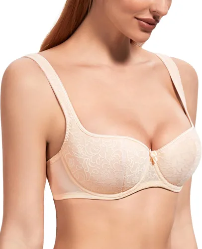 Vista 3 de DotVol Brasier tipo balconette con tirantes anchos de encaje y aros ligeramente acolchados para mujer