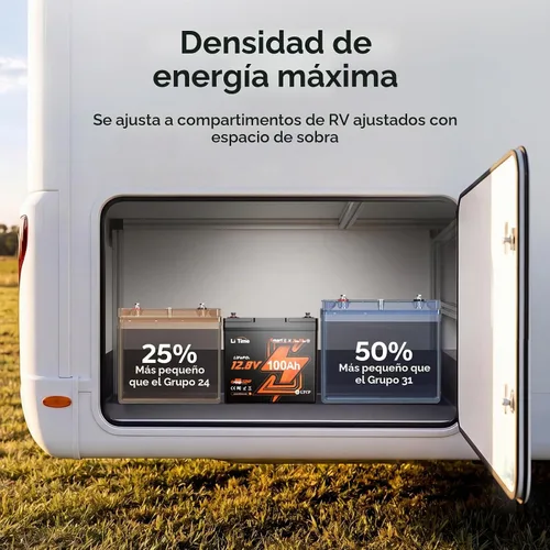 Vista 4 de Litime Batería de litio Xtra Mini LiFePO4 de 12V 100Ah para RV, cámper
