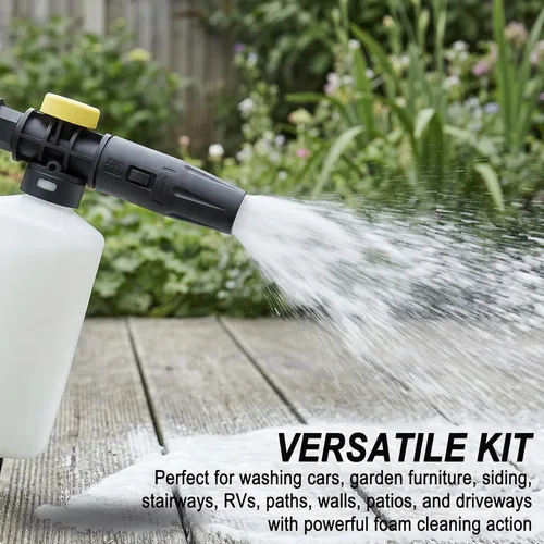 Vista 6 de Cañón de espuma FJ6, compatible con lavadoras a presión Kar-Cher K1-K7, tanque de 27.6 fl oz, boquilla de pulverización ajustable, para automóviles