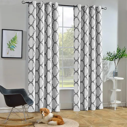 Vista 36 de Melodieux - Cortina opaca con aislamiento térmico y ojales, de estilo marroquí, 100 x 84 pulgadas, color gris (1 panel)