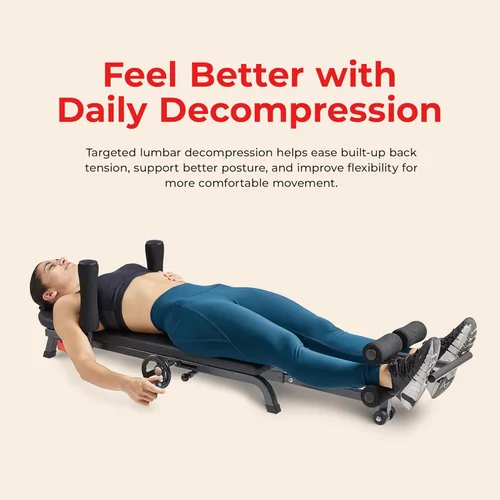 Vista 2 de Sunny Health & Fitness No-Hang Traction & Inversion Decompression Table for Back Pain Relief, Adjustable Stretch Bench, 400 LB Capacity