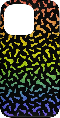 Vista 10 de Funda negra con diseño de pene o polla arcoíris para iPhone 17