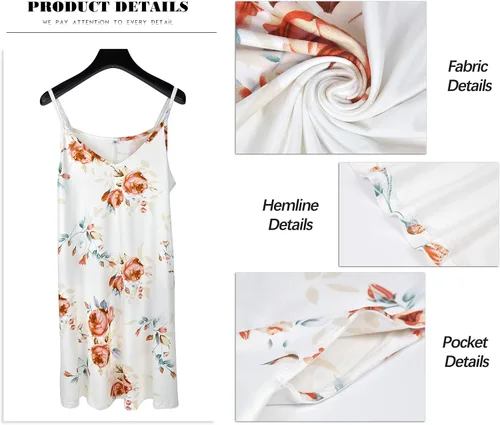 Vista 4 de MISFAY Vestido de verano para mujer, con tirantes delgados, casual, con vuelo, salida de baño para playa, con bolsillos