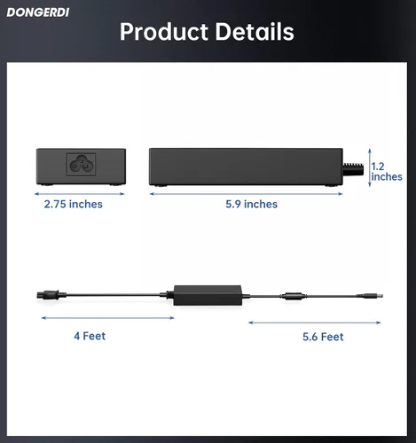 Vista 4 de Cargador de 180 W y 130 W para Dell Dock WD15 WD19 WD19S UD22 WD25 SD25 D6000 D6000S K20A K17 K22A Thunderbolt TB16 TB15 K16A WD22TB4 SD25TB4 WD19TB