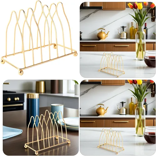 Vista 3 de Alipis Escurridor de platos vertical, organizador de platos decorativo, soporte de hierro con diseño de drenaje, organizador de encimera