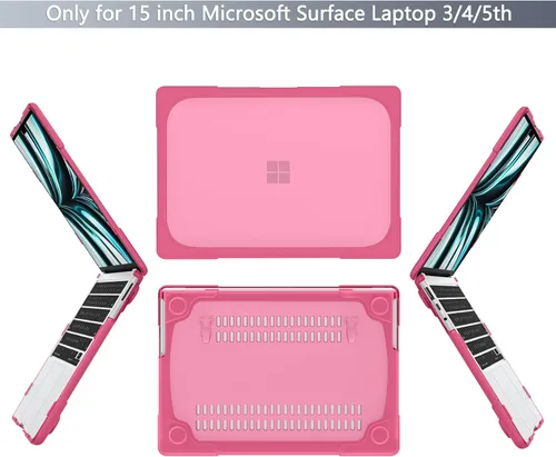 Vista 3 de Batianda Funda resistente para laptop Microsoft Surface 5 4/3ª pantalla táctil de 15 pulgadas con soporte plegable y cubierta de teclado, funda