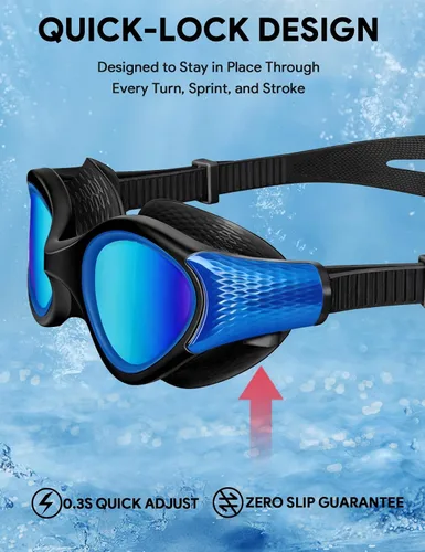 Vista 7 de Gafas de natación para adultos, antiniebla, anti rayos UV, sin fugas, visión clara, gafas de natación para hombres y mujeres, unisex