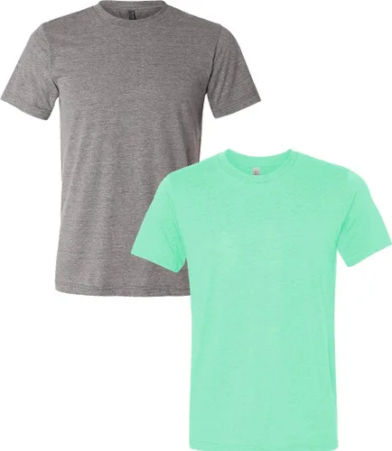 Vista 267 de Bella Canvas 3413c para hombre (1) Triblend verde + (1) Triblend rojo