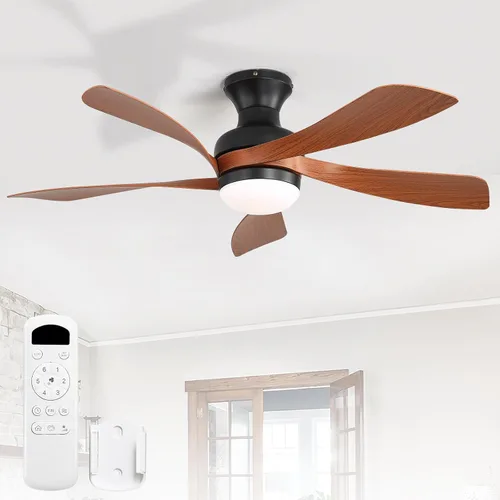 Vista 20 de Sofucor Ventilador de techo inteligente de perfil bajo de 52 pulgadas con luces y control remoto, ventilador de techo empotrado funciona con Blanco