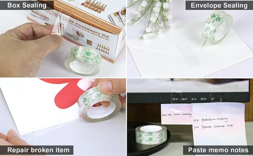 Vista 5 de BOMEI PACK Cinta transparente transparente, 20 rollos de cinta de papelería, repuestos de cinta transparente de 3/4 x 1000 pulgadas, cinta