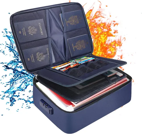 Vista 14 de DocSafe - Bolsa de documentos con cerradura, funda de almacenamiento de archivos de 3 capas ignífuga con cierre resistente al agua, bolsa