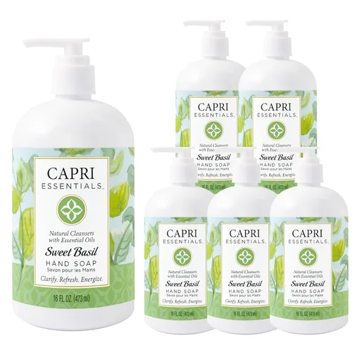 Vista 10 de Capri Essentials Jabón líquido de manos, suministros naturales de limpieza para el hogar, lavado de manos aromático suave a base de plantas con una