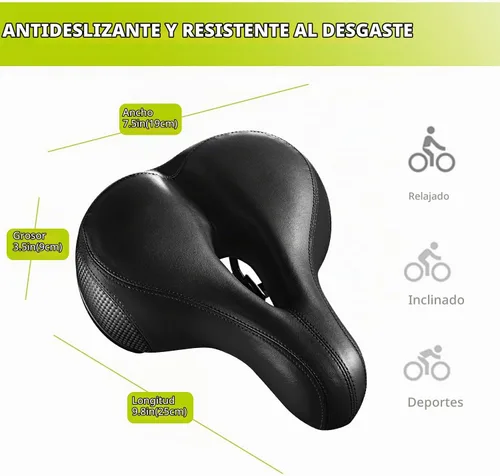 Vista 3 de Asiento de bicicleta, asiento de bicicleta más cómodo, doble absorción de golpes, espuma viscoelástica, impermeable, silla de montar de bicicleta