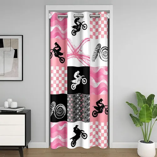 Vista 21 de Cortina de puerta de girasol para puerta, privacidad de abeja, cortina opaca para niños y niñas, cortina floral amarilla, linda cortina de puerta