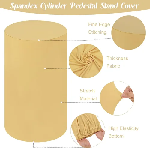 Vista 4 de Fivenl Juego de 5 fundas de pie cilíndrico de elastano, juego de 5 fundas elásticas para zócalo, mesa de postre, cubierta de pilares para accesorios