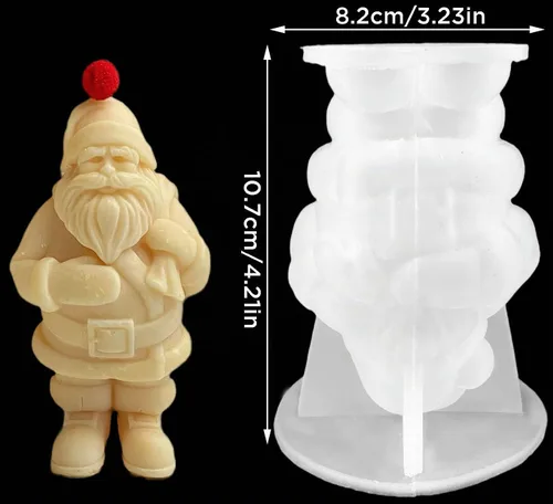 Vista 2 de Molde de vela de silicona de Papá Noel 3D de Navidad DIY de yeso de Navidad de resina de jabón de hielo molde de vela herramienta de fabricación
