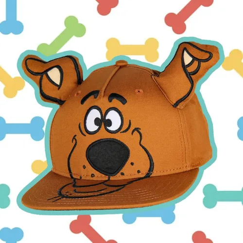 Vista 3 de Scooby Doo Gorra bordada con cara de personaje para adulto, ajustable, con orejas 3D, color marrón, Marrón