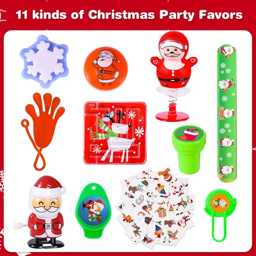 Vista 4 de MGparty 96 juguetes de Navidad a granel para niños, rellenos de piñata, recompensas de aula, premios de carnaval, caja del tesoro, juguetes