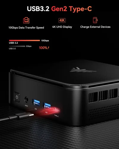 Vista 8 de KAMRUI E3B Mini PC con AMD Ryzen 5 7530U (hasta 4.5 GHz), 16 GB LPDDR4X 512GB M.2 SSD Mini computadora, Mini PC para juegos con USB tipo C