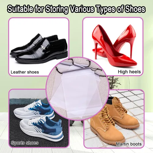 Vista 6 de xlehoely Paquete de 50 bolsas de zapatos para viajes, grandes bolsas transparentes de almacenamiento de zapatos con cuerda para hombres y mujeres