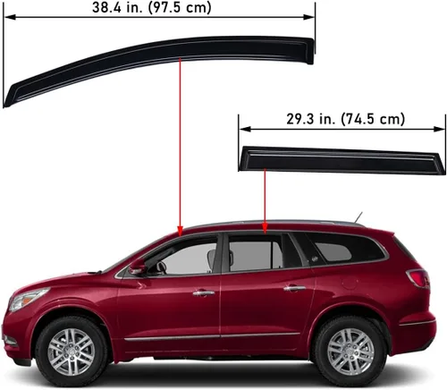 Vista 2 de Lightronic Visera de ventana de ventilación automática de montaje exterior extraduradera, se adapta a Buick Enclave 2008-2017, protección UV