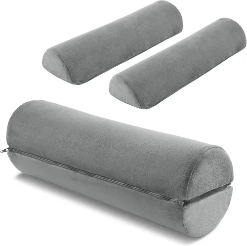 Vista 7 de ROYALAY Almohada cervical redonda para dormir, incluye 2 almohadas cervicales de media luna, almohada de espuma para reducir el dolor, almohada