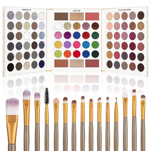 Vista 14 de UCANBE Paleta de sombra de ojos desnudos de 60 colores, paleta de maquillaje de desnudos neutros cálidos, brillo mate natural, sombras de ojos
