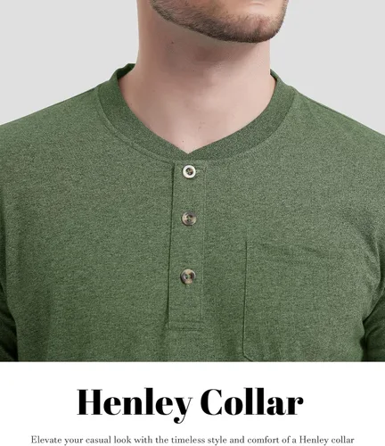 Vista 8 de CRYSULLY Camisa de manga larga para hombre, de algodón, con bolsillo de 3 botones, camisetas casuales elegantes ligeras tipo pullover