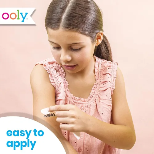 Vista 5 de Ooly 150 tatuajes temporales con purpurina para niños, tatuajes temporales seguros y no tóxicos, regalos de fiesta para niños, grandes rellenos