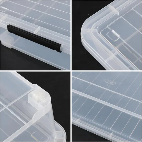 Vista 4 de Contenedores de almacenamiento de plástico transparente de 40 cuartos de galón, cajas de almacenamiento grandes de plástico con ruedas, 3 paquetes