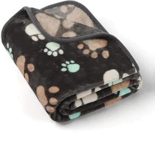 Vista 13 de Manta Suave para Perros para Perros Grandes - Manta Mullida para Mascotas para Gatos y Cachorros, Manta Reversible con Diseño de Huellas de Pata gris