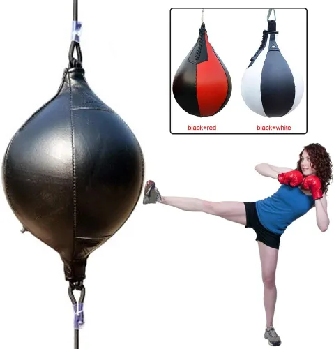 Vista 7 de Pelota de boxeo de cuero PU,Speed Ball Gym MMA Boxing Sports Pear Punch Bag,Bolsa pesada de bola de demolición,Colgante giratorio entrenamiento