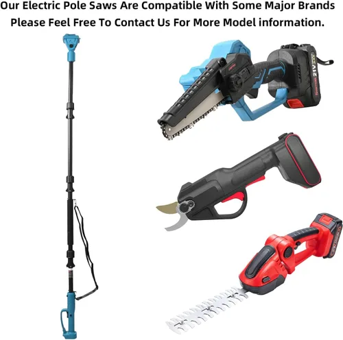 Vista 4 de solo sierra de poste extensible, correa de hombro (sin motosierra ni batería) Rotatable Pole14ft Max Reach, Tool-Free Installation, Compatible