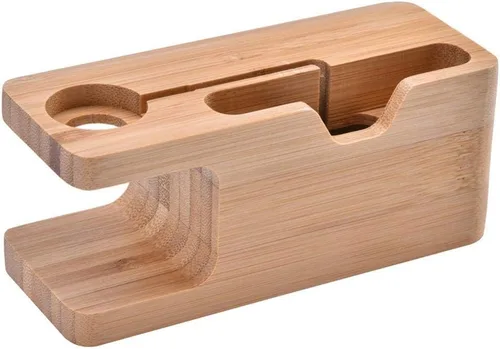 Vista 4 de Estación de carga de bambú del teléfono celular Muelle Estación de carga de madera Soporte de teléfono de madera para &