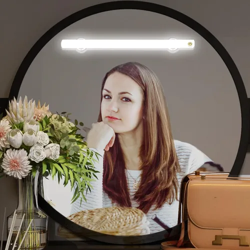 Vista 7 de Luces LED portátiles para espejo de tocador, luz diurna simulada, control táctil de 4 niveles de brillo, luces de maquillaje recargables e